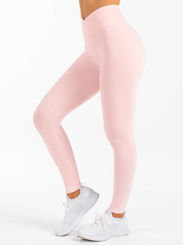 NKD Cross Waist Band Leggings - Pink Musk Clothing Ryderwear
