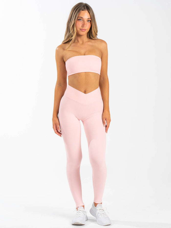 NKD Cross Waist Band Leggings - Pink Musk Clothing Ryderwear