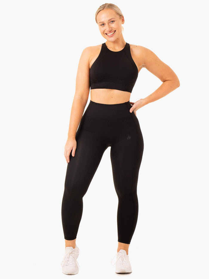 NKD Frame Long Line Sports Bra - Black Clothing Ryderwear