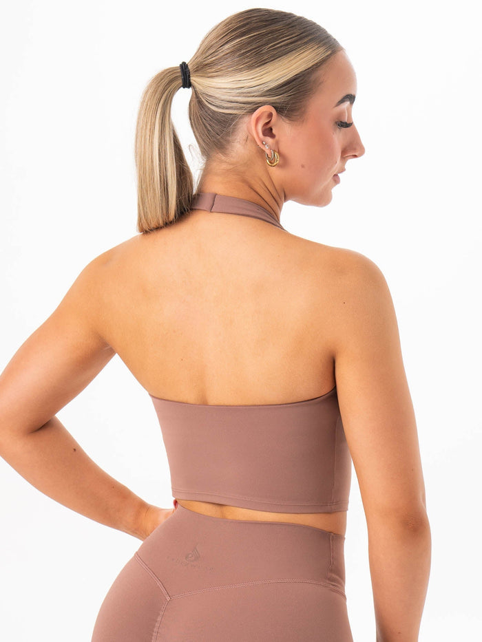 NKD Halter Shelf Tank - Mocha Clothing Ryderwear