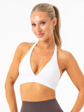 NKD Halter Sports Bra - White Clothing Ryderwear
