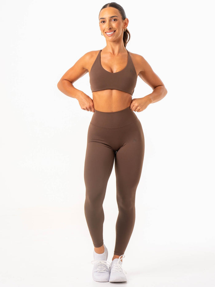 NKD High Waisted Scrunch Leggings - Chocolate Clothing Ryderwear