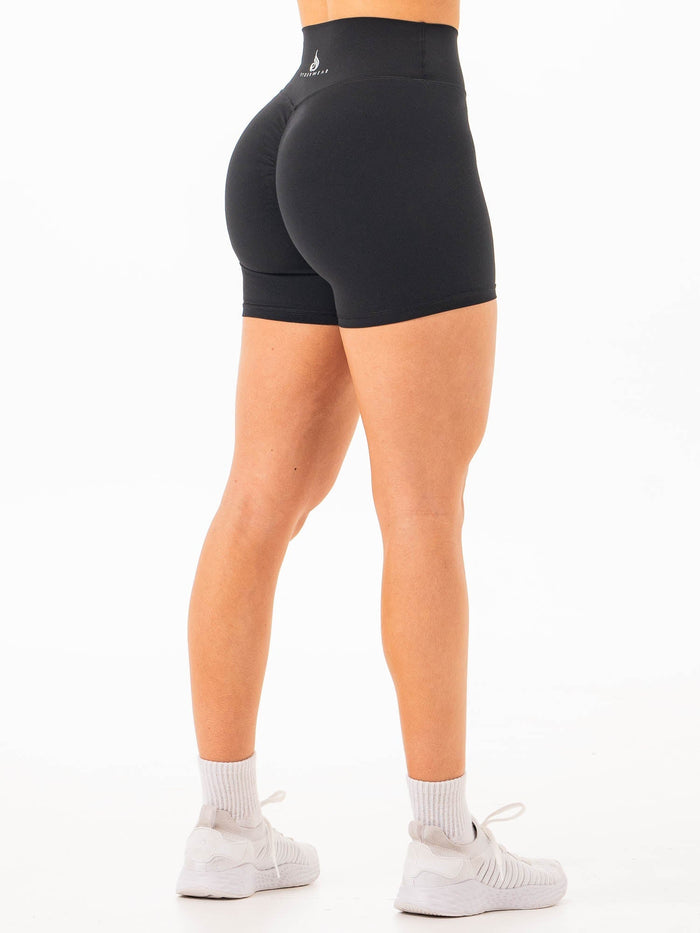 NKD High Waisted Scrunch Shorts - Black Clothing Ryderwear