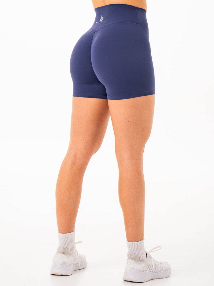 NKD High Waisted Scrunch Shorts - Navy Clothing Ryderwear