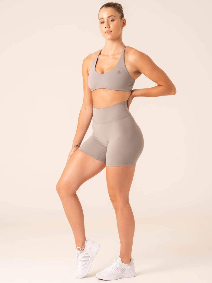 NKD High Waisted Scrunch Shorts - Steel Grey Clothing Ryderwear