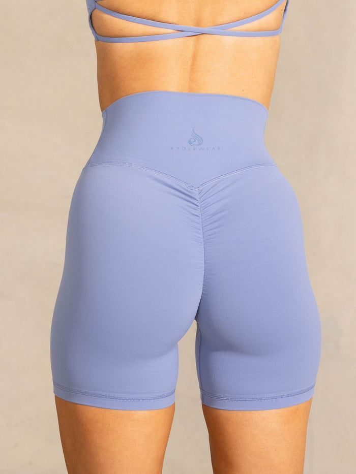 NKD High Waisted Scrunch Shorts - Stonewash Blue Clothing Ryderwear