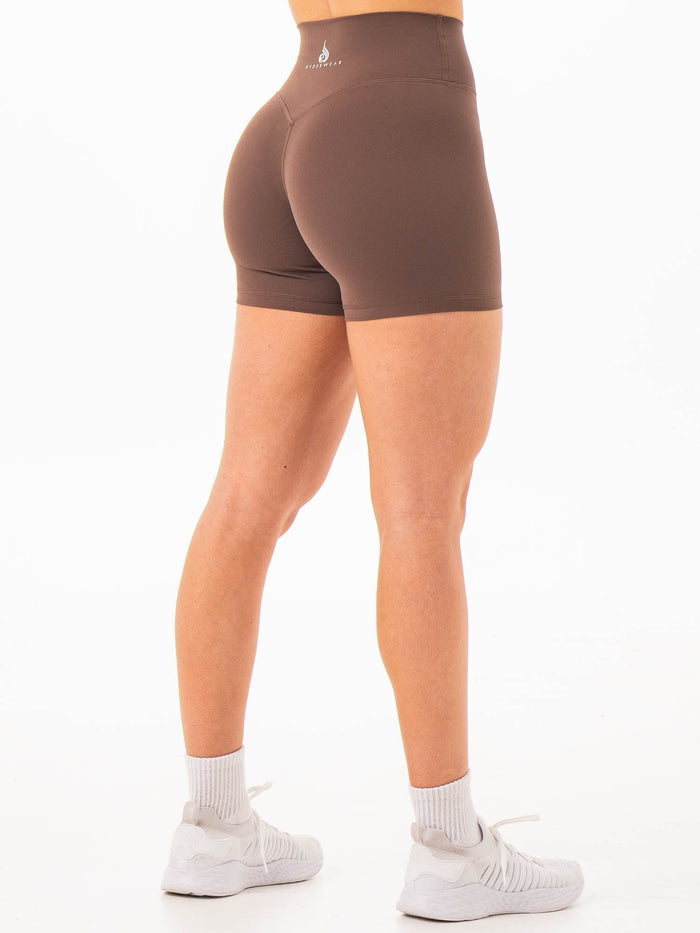 NKD High Waisted Shorts - Chocolate Clothing Ryderwear