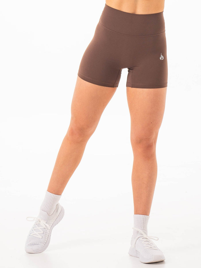 NKD High Waisted Shorts - Chocolate Clothing Ryderwear