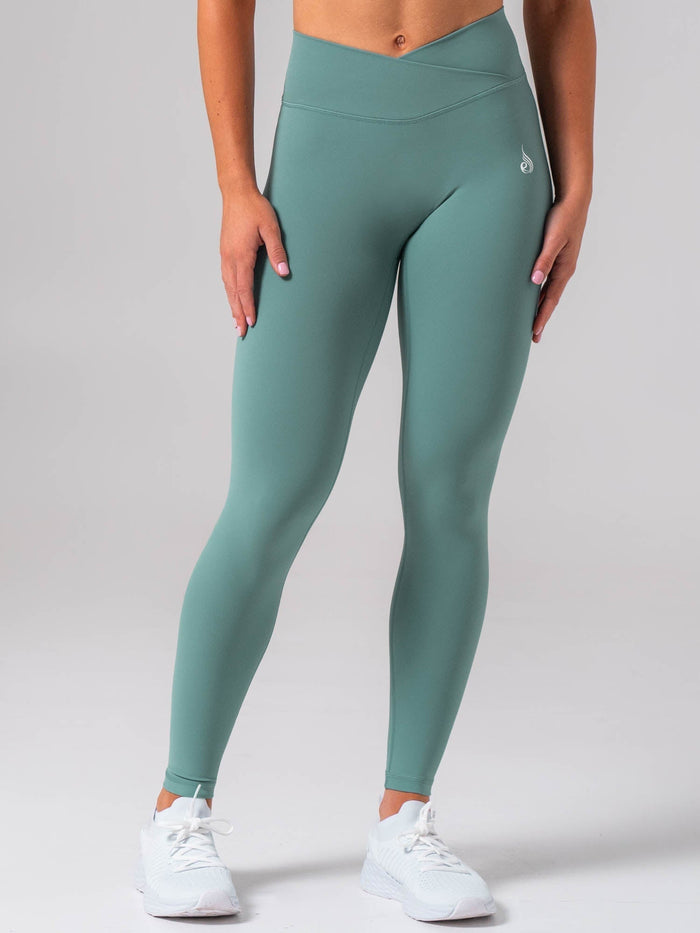 NKD Invisible Scrunch Crossover Leggings - Aquamarine Clothing Ryderwear