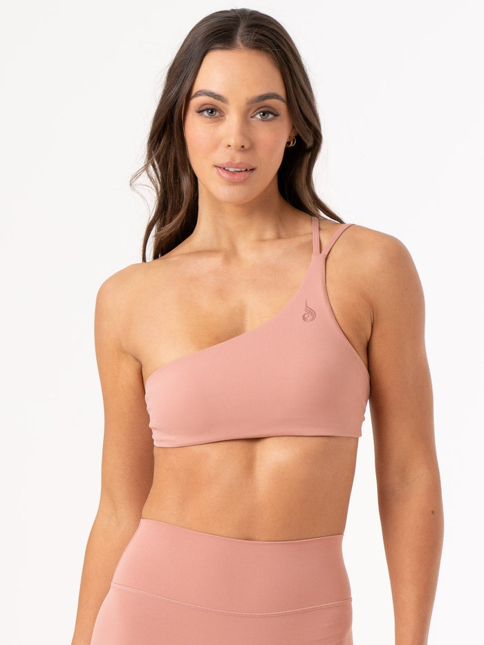 NKD One Shoulder Sports Bra - Dusty Pink Clothing Ryderwear