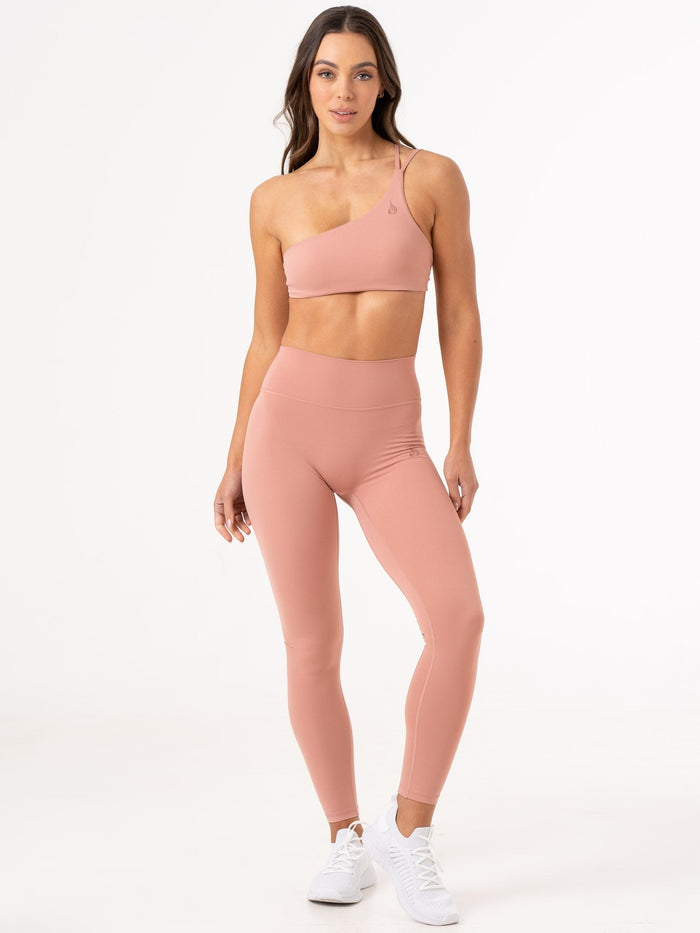 NKD One Shoulder Sports Bra - Dusty Pink Clothing Ryderwear