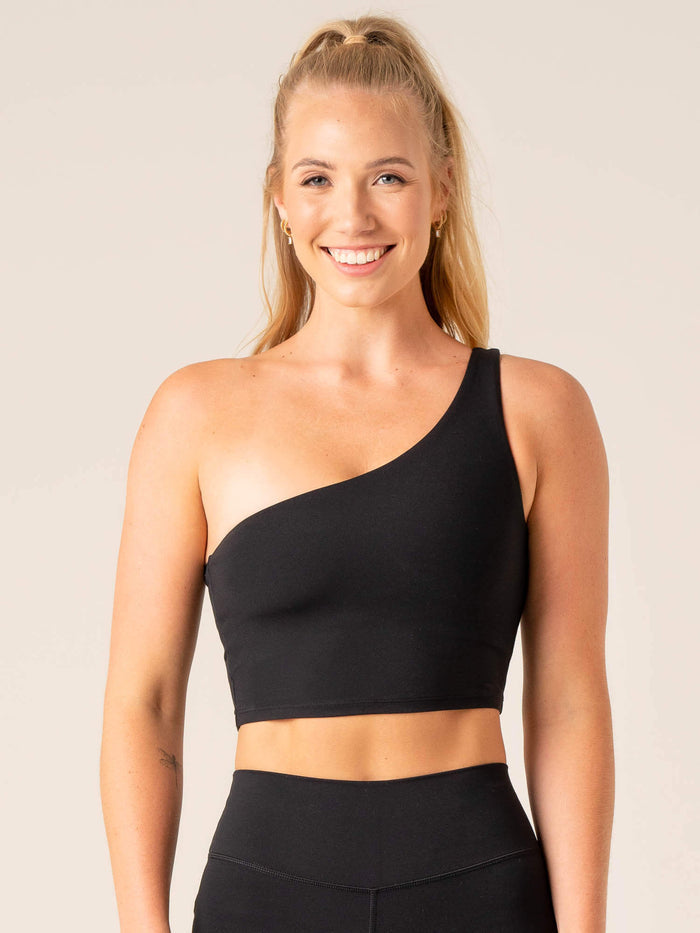 NKD One Shoulder Tank Bra - Black Clothing Ryderwear