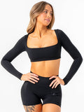 NKD Square Neck Top - Black Clothing Ryderwear
