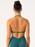 NKD Stonewash Halter Sports Bra - Emerald Stonewash Clothing Ryderwear
