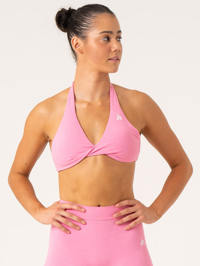 NKD Stonewash Halter Sports Bra - Pink Stonewash Clothing Ryderwear