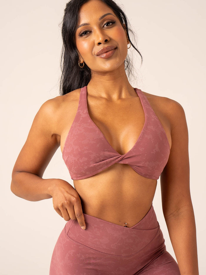 NKD Stonewash Twist Sports Bra - Boysenberry Stonewash Clothing Ryderwear