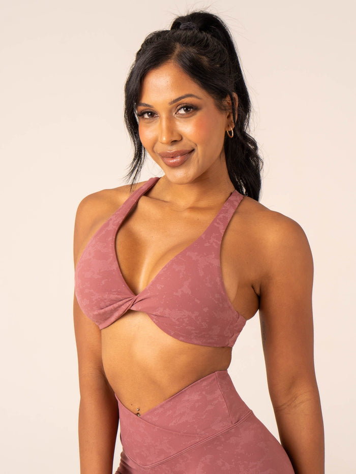 NKD Stonewash Twist Sports Bra - Boysenberry Stonewash Clothing Ryderwear