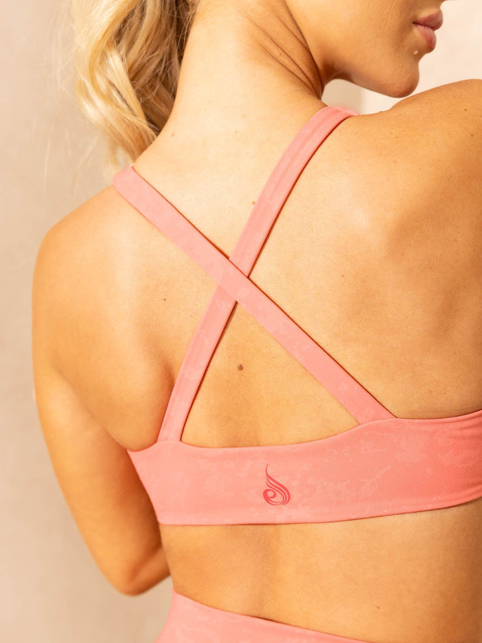 NKD Stonewash Twist Sports Bra - Coral Stonewash Clothing Ryderwear