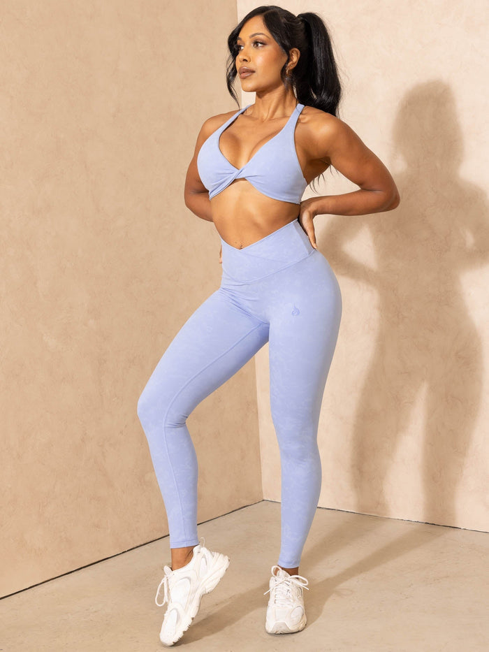 NKD Stonewash Twist Sports Bra - Cornflower Blue Stonewash Clothing Ryderwear