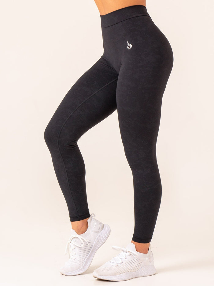 NKD Stonewash V Scrunch Leggings - Black Stonewash Clothing Ryderwear
