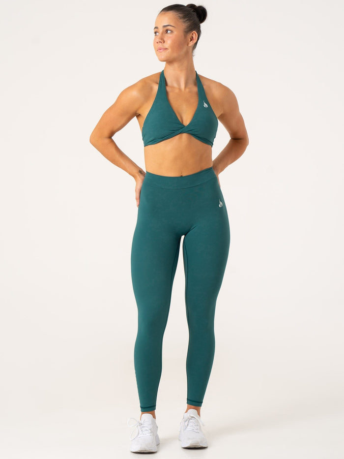 NKD Stonewash V Scrunch Leggings - Emerald Stonewash Clothing Ryderwear