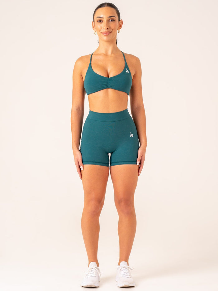 NKD Stonewash V Scrunch Shorts - Emerald Stonewash Clothing Ryderwear
