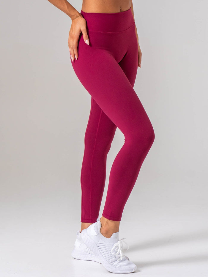 NKD Luxe Leggings - Wine Clothing Ryderwear