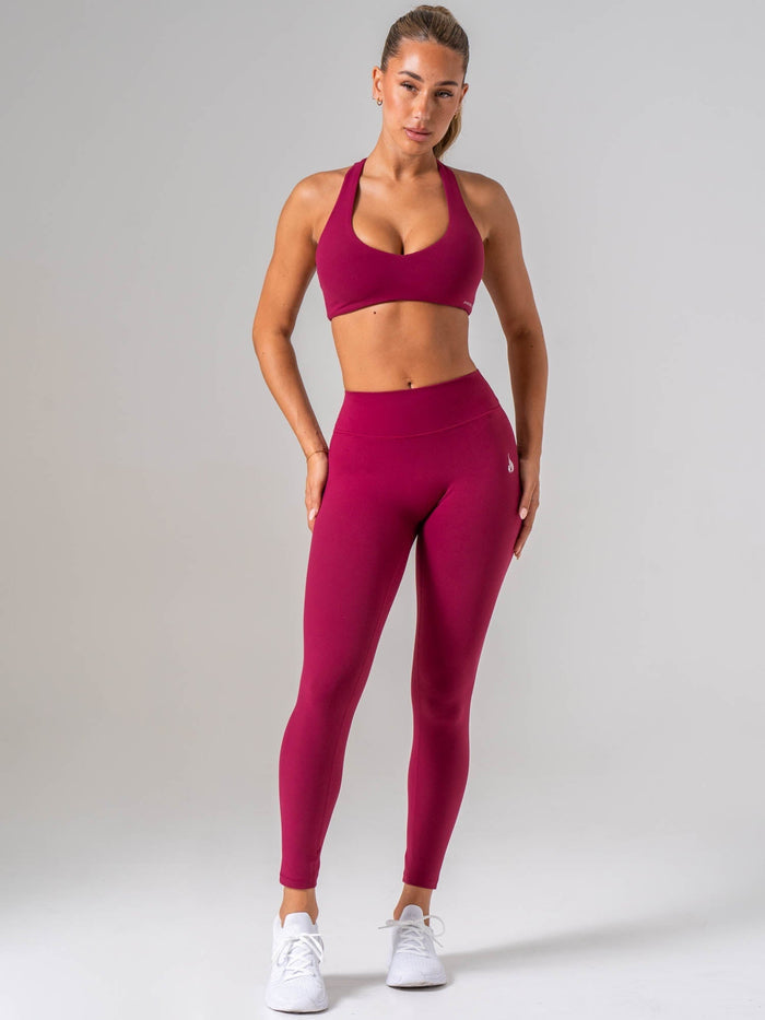 NKD Luxe Leggings - Wine Clothing Ryderwear