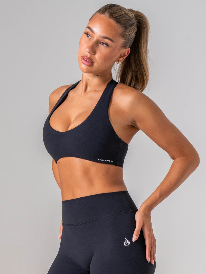 NKD Luxe V Neck Bra - Black Clothing Ryderwear