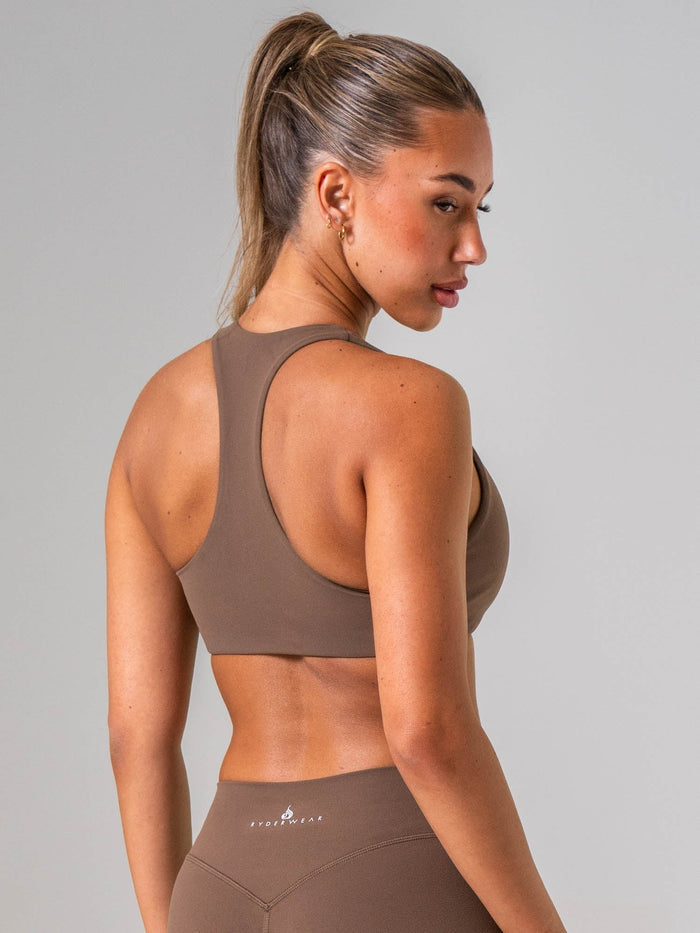 NKD Luxe V Neck Bra - Chocolate Clothing Ryderwear