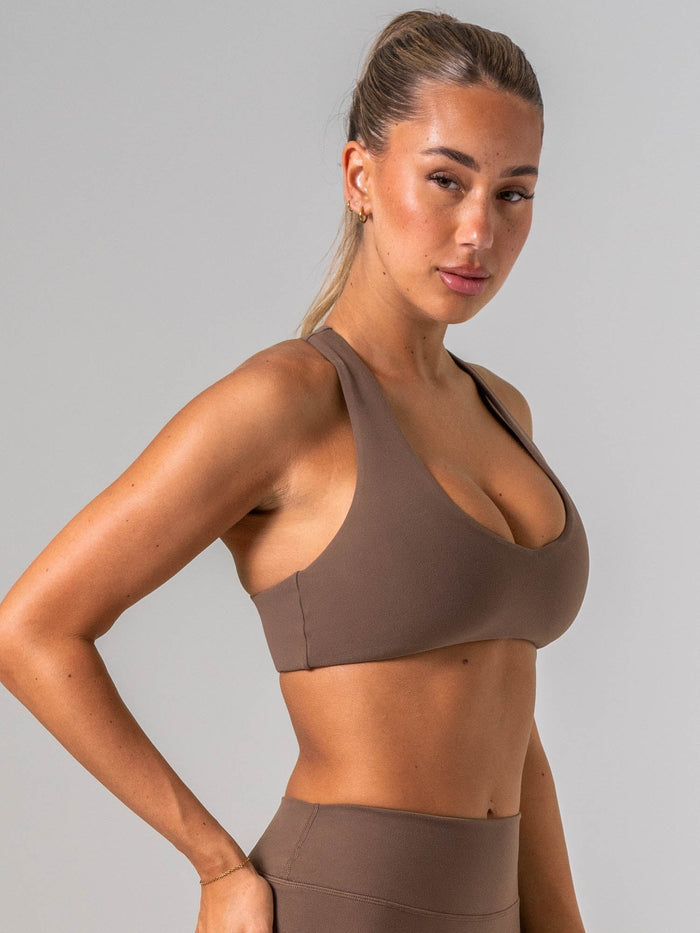 NKD Luxe V Neck Bra - Chocolate Clothing Ryderwear