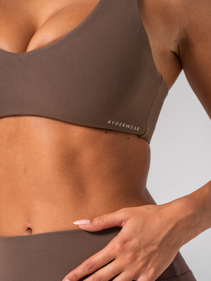 NKD Luxe V Neck Bra - Chocolate Clothing Ryderwear