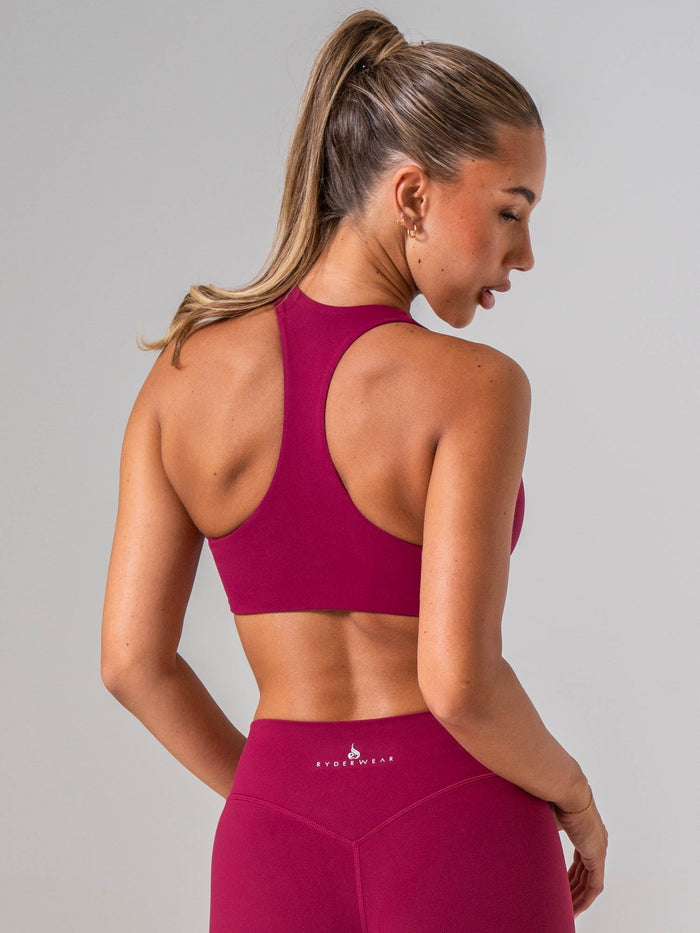 NKD Luxe V Neck Bra - Wine Clothing Ryderwear