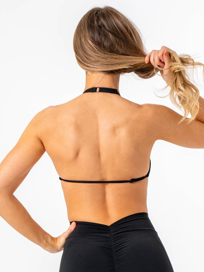NKD Twin Strap Halter Bra - Black Clothing Ryderwear