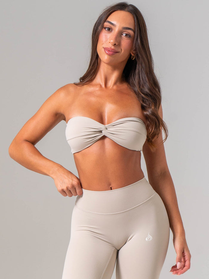 NKD Twist Front Bandeau - Oat Milk Clothing Ryderwear