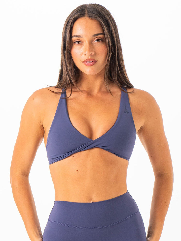 NKD Twist Sports Bra - Blue Steel Clothing Ryderwear