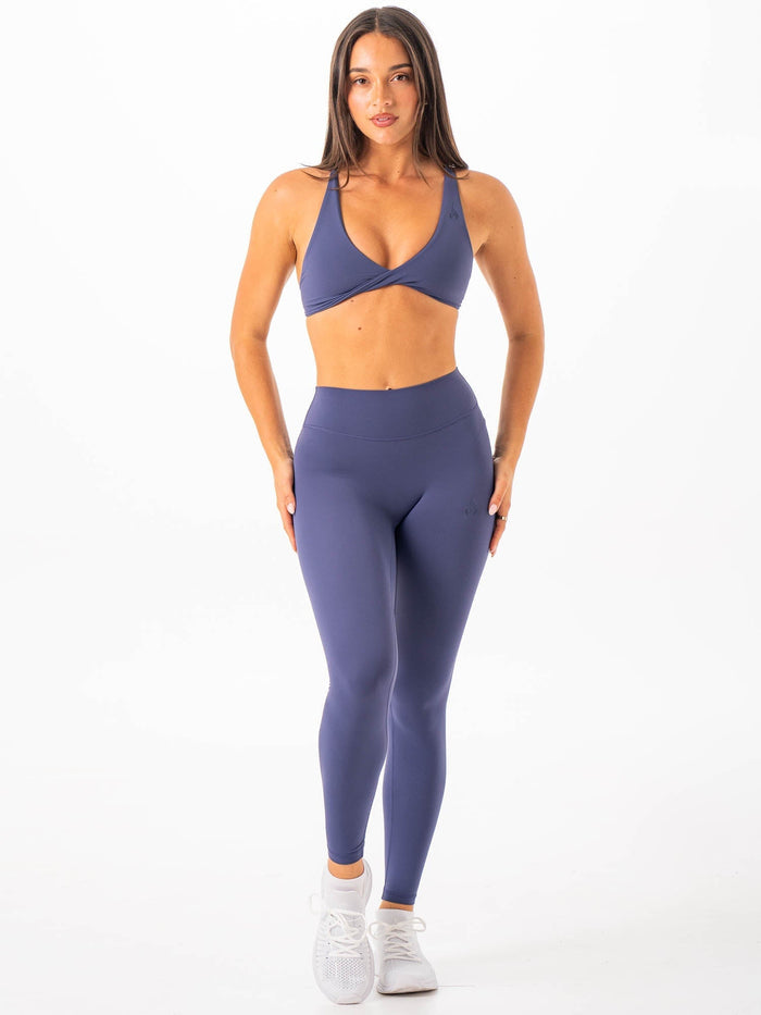 NKD Twist Sports Bra - Blue Steel Clothing Ryderwear