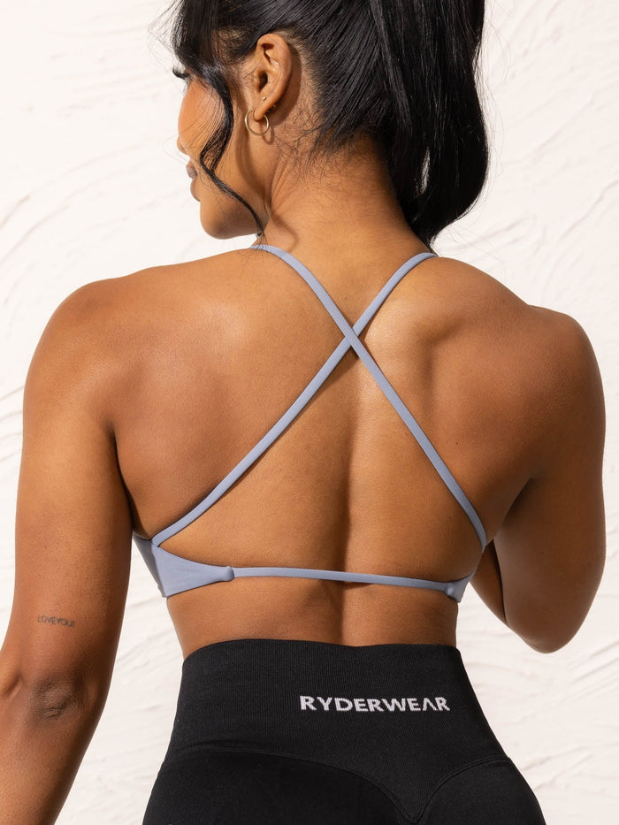 NKD Twist Sports Bra - Denim Blue Clothing Ryderwear