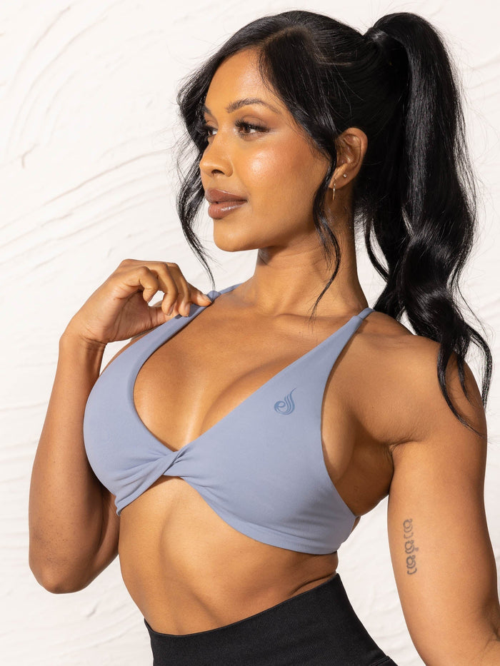 NKD Twist Sports Bra - Denim Blue Clothing Ryderwear