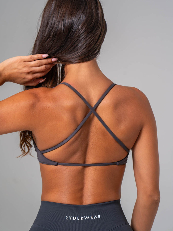 NKD Twist Sports Bra - Graphite Clothing Ryderwear