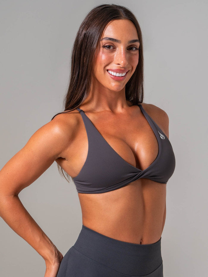 NKD Twist Sports Bra - Graphite Clothing Ryderwear
