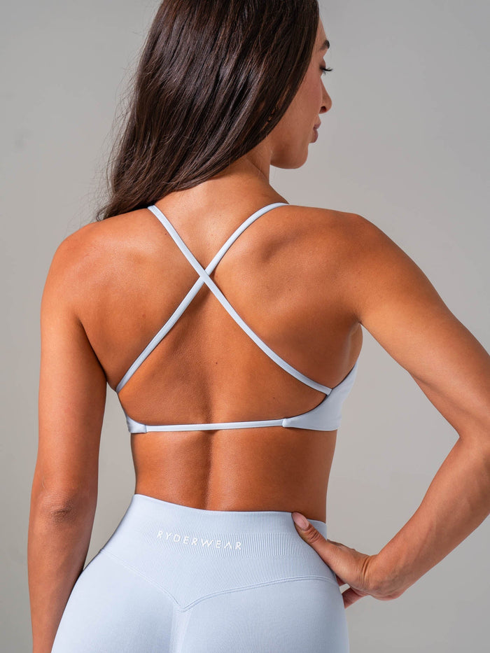 NKD Twist Sports Bra - Sky Blue Clothing Ryderwear