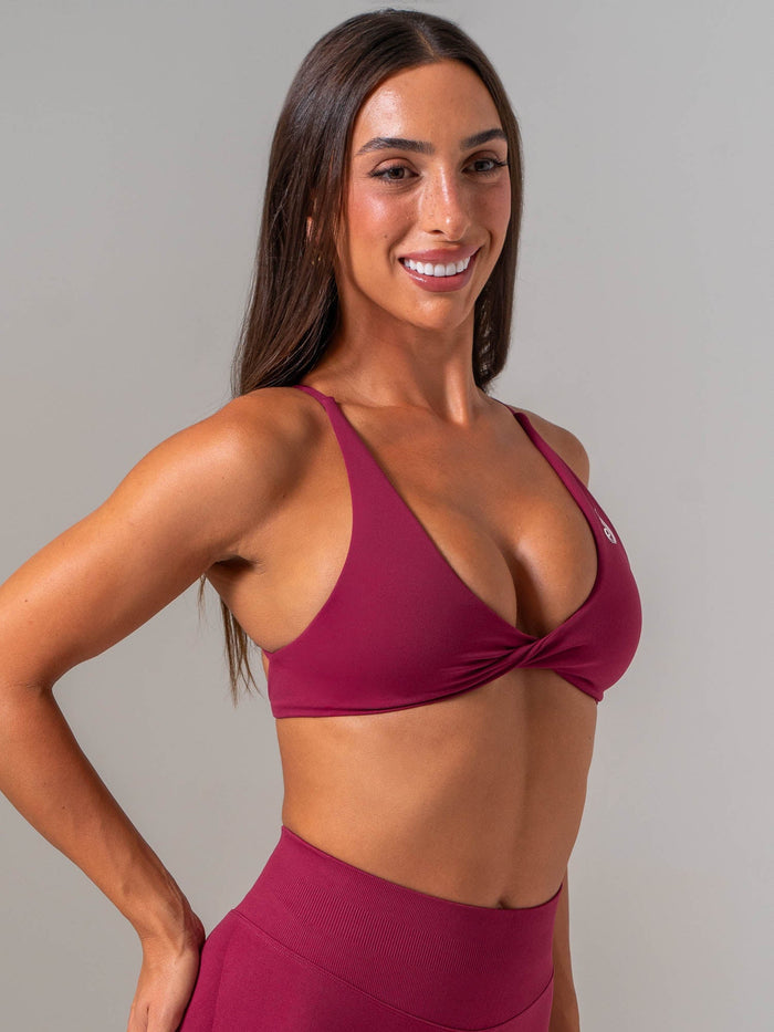 NKD Twist Sports Bra - Wine Clothing Ryderwear