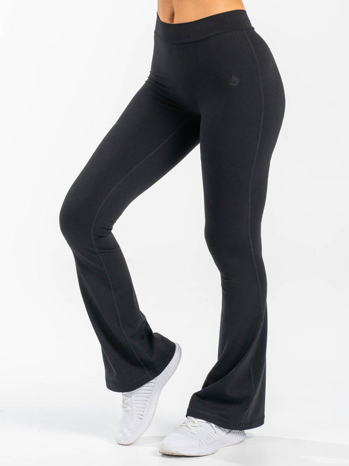 NKD V Scrunch Flared Leggings - Black Clothing Ryderwear