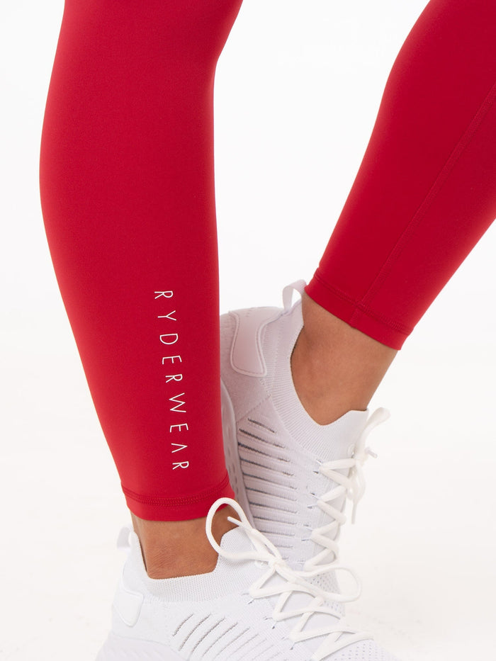 NKD V Scrunch Leggings - Cherry Red Clothing Ryderwear