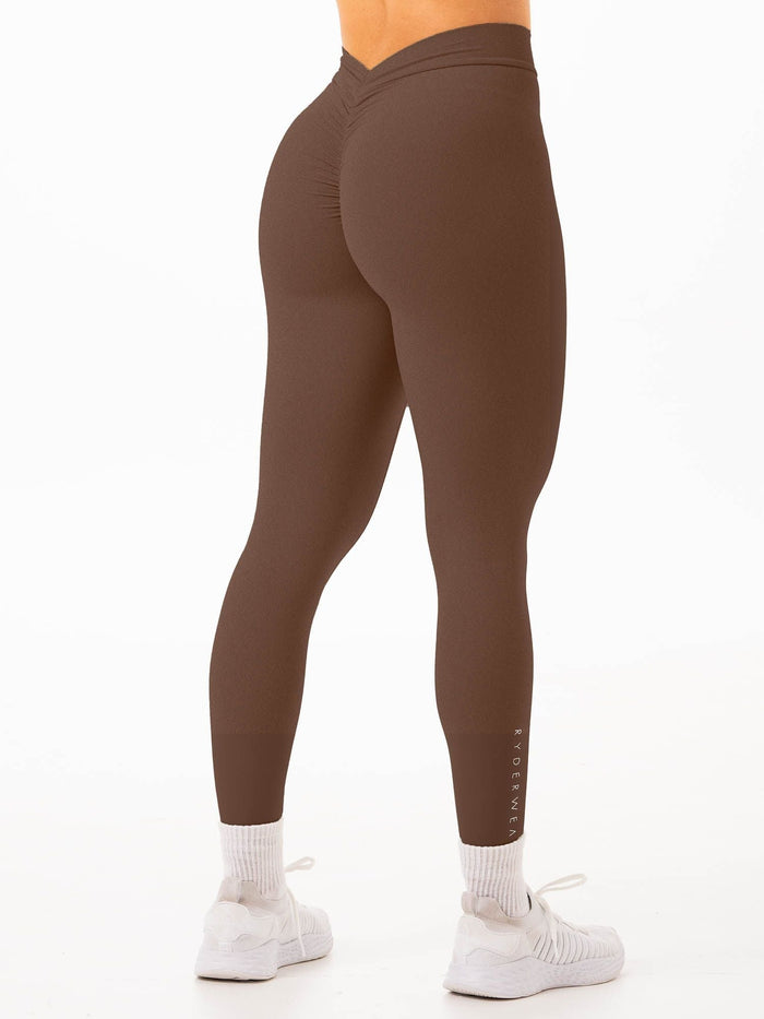 NKD V Scrunch Leggings - Espresso Clothing Ryderwear