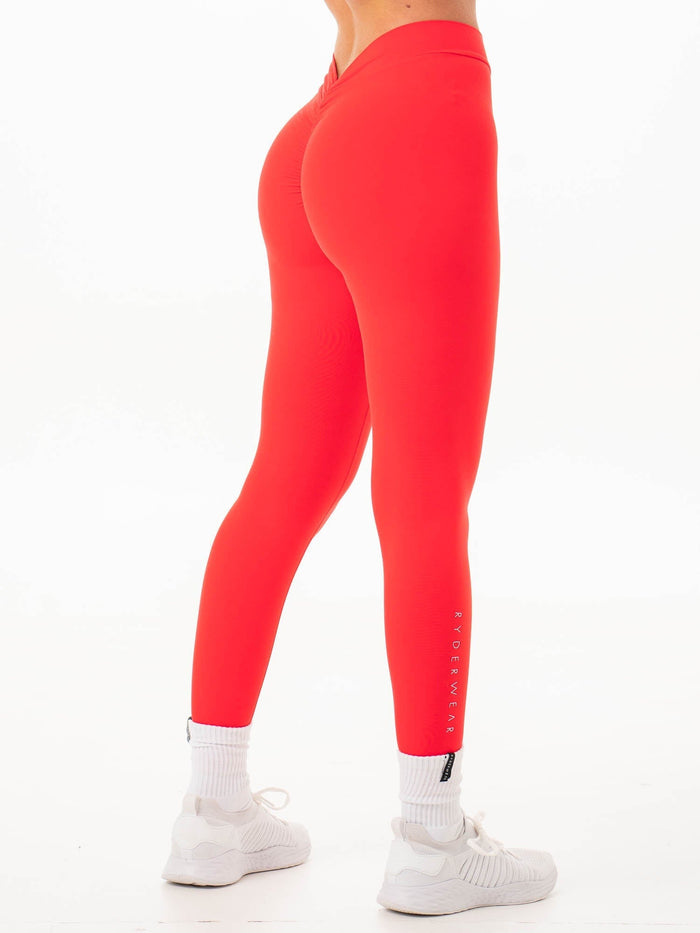 NKD V Scrunch Leggings - Watermelon Sugar Clothing Ryderwear