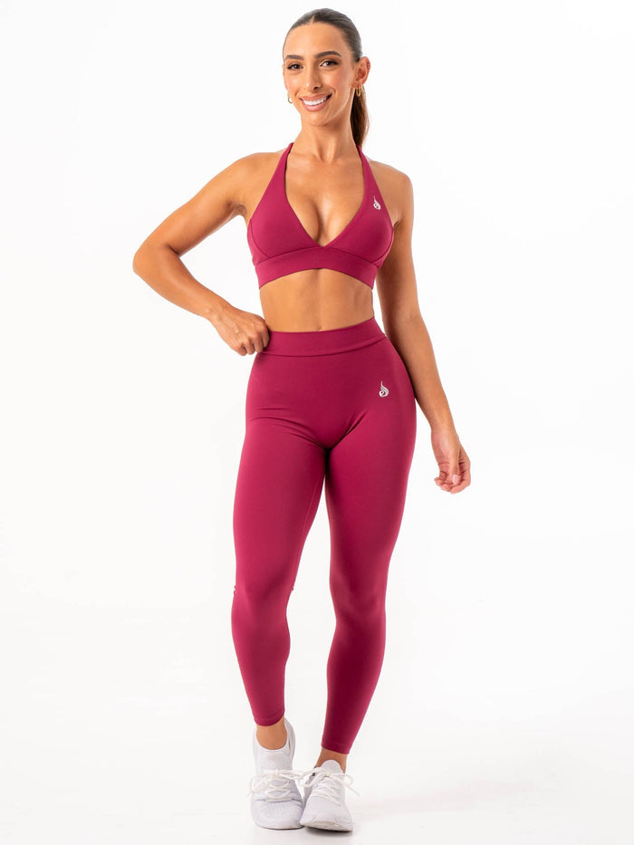 NKD V Scrunch Leggings - Wine Clothing Ryderwear