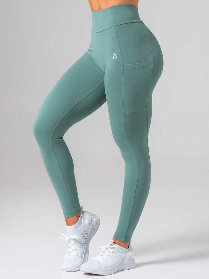 NKD V Scrunch Pocket Leggings - Aquamarine Clothing Ryderwear