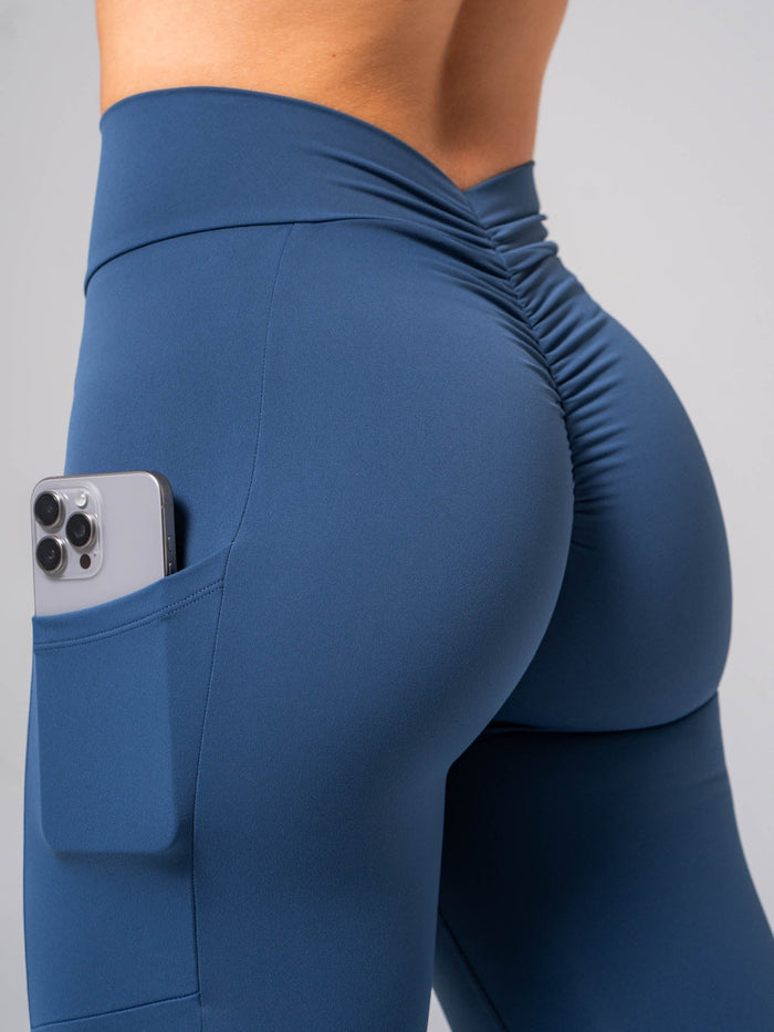 NKD V Scrunch Pocket Leggings - Deep Sea Clothing Ryderwear